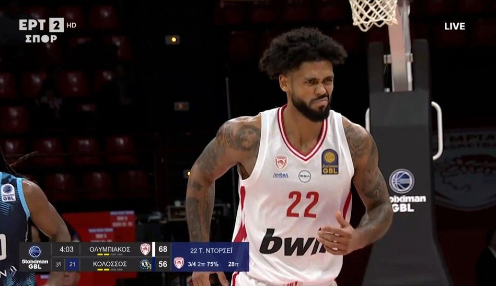 GBL: Νέα κατοστάρα του Ολυμπιακού με Tyler Time, 100-86 τον Κολοσσό