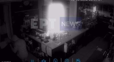 Καρέ-καρέ η διάρρηξη σε καφετέρια στη Βέροια: Άρπαξε την ταμειακή και εξαφανίστηκε (vid)