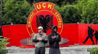 Χαμός με Αντεγέμι που σχημάτισε τον αετό της Αλβανίας ποζάροντας μπροστά από μνημείο του UCK
