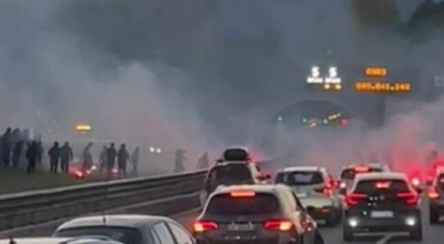 Ιταλία: Το ξύλο της... αρκούδας στην Εθνική Οδό-Συμπλοκή οπαδών και κυκλοφοριακό χάος (vid)