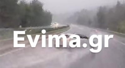 Βίντεο-ΣΟΚ: Οδηγός ΙΧ χάνει τον έλεγχο λόγω της κακοκαιρίας και πέφτει πάνω σε λεωφορείο