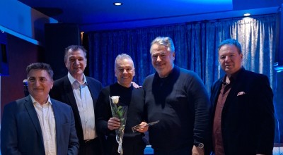 Κοπή πίτας του Τετάρτου Γυμνασίου Λυκείου Θεσσαλονίκης - Τιμητική βράβευση Γιώργου Μπούζου