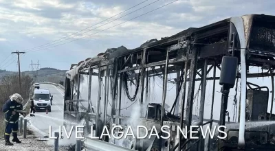 Θεσσαλονίκη: ﻿Λεωφορείο του ΚΤΕΛ τυλίχθηκε στις φλόγες εν κινήσει